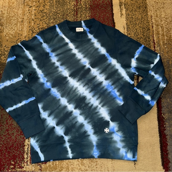Tory Burch Blue Tie-Dye Crew Neck Sweater - Picture 2 of 6
